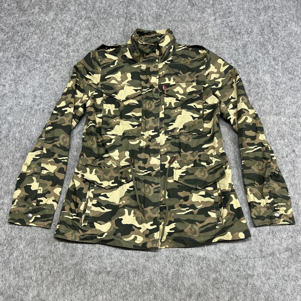 Levis Jacket Womens S Camo Military Field Canvas Full Zip Utility Pockets M-65
